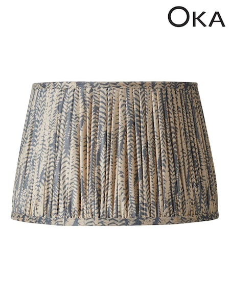 Oka Blue Elemeri Pleated Silk Lampshade 50cm (H23603) | £225