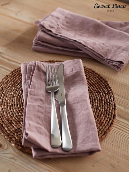 Secret Linen Store Vintage Rose 100% Linen Napkins (H23693) | £49