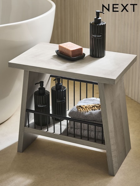 Grey Bronx Oak Effect Storage Stool (H23776) | £60