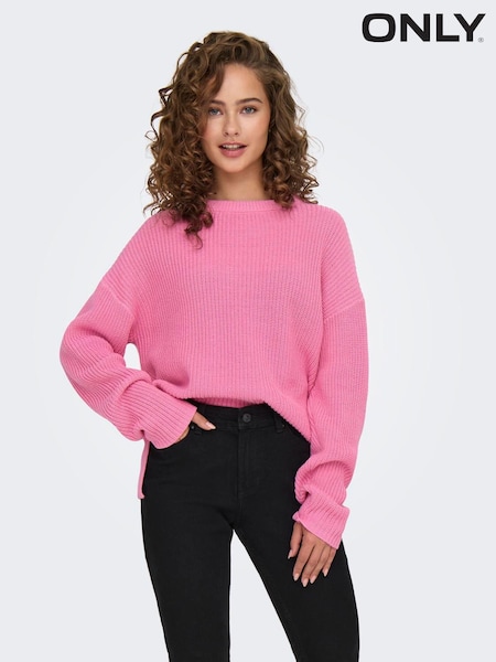 ONLY Pink Long Sleeve Round Neck Spring Knit Jumper (H24043) | £30