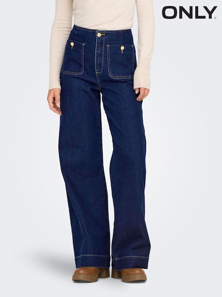 ONLY Blue High Waist Wide Leg Jeans (H24068) | £42