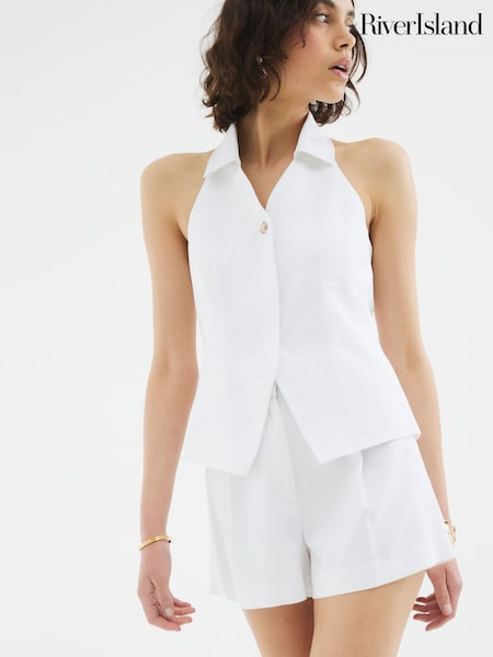 River Island White Linen Structured Shorts (H24095) | £34
