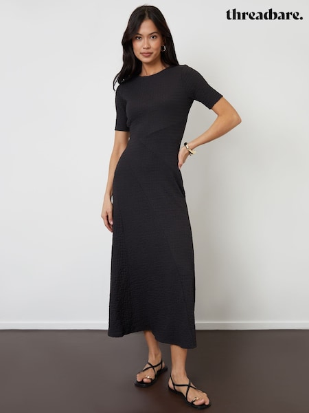 Threadbare Black Textured Jersey Maxi Dress (H24215) | £34