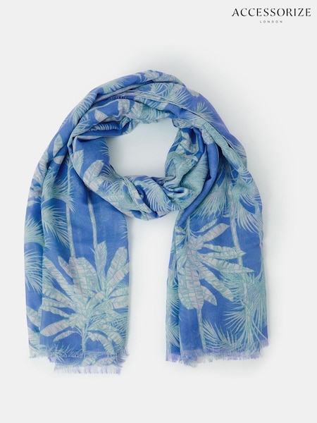 Accessorize Blue Lightweight Palm Print Scarf (H24256) | £22