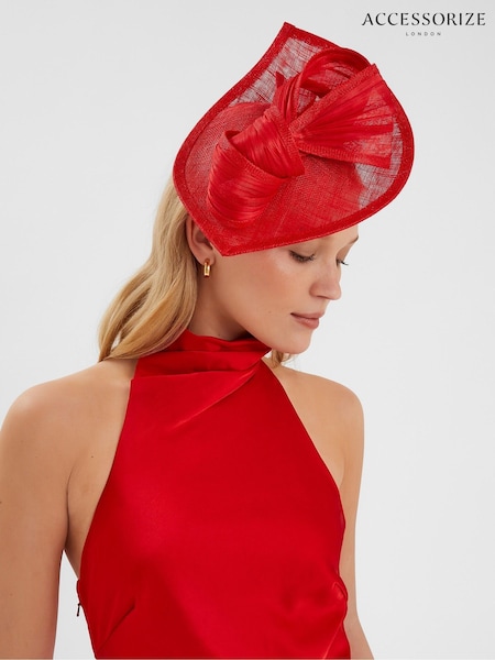 Accessorize Red Teardrop Bow Fascinator Hat (H24271) | £55