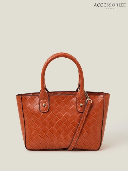 Accessorize Orange Mini Woven Faux Leather Handbag (H24287) | £28