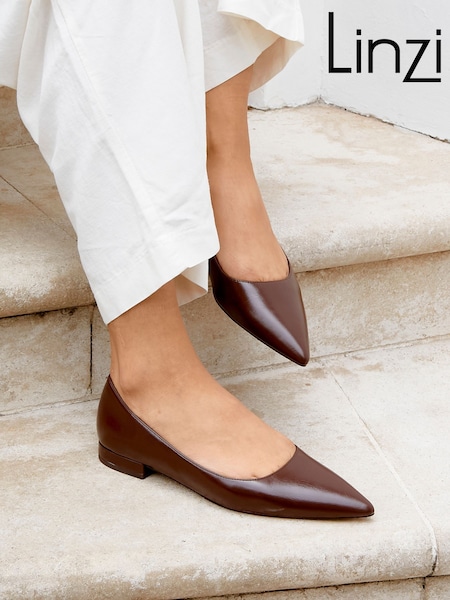Linzi Brown Orian Pointed Toe Ballet Flats (H24305) | £34