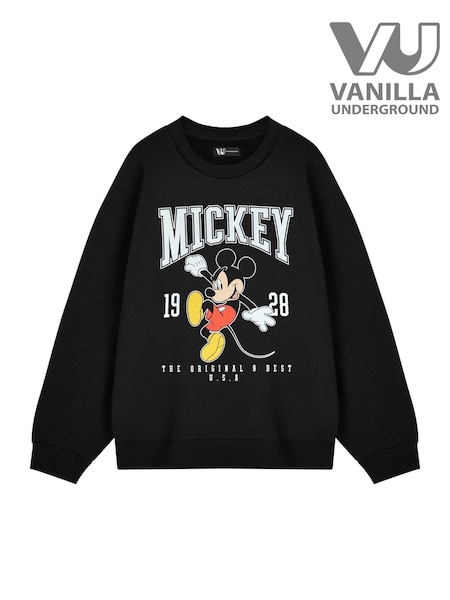 Vanilla Underground Black Womens Disney Mickey Mouse 100% Cotton  Sweatshirt (H24378) | £30