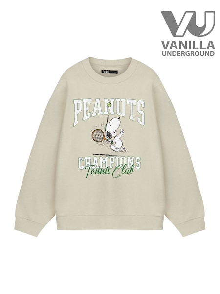 Vanilla Underground Brown Unisex Peanuts Snoopy 100% Cotton Sweatshirt (H24381) | £30