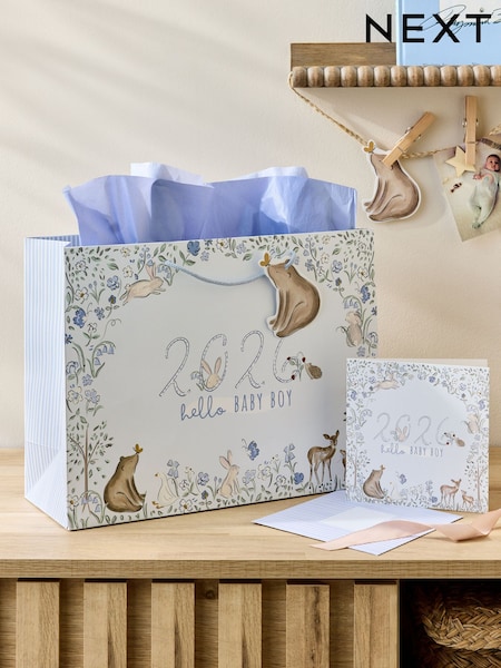 Blue Baby Boy Born in 2026 Gift Bag and Card Set (H24423) | £4
