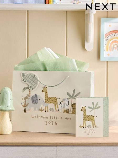Natural Safari Born in 2026 Baby Gift Bag and Card Set (H24425) | £4