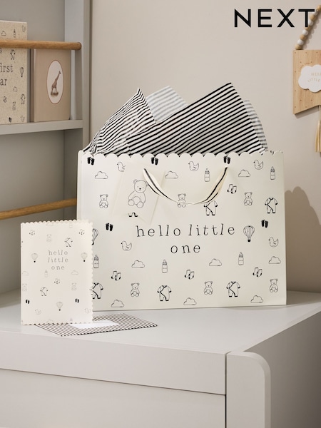 Monochrome Baby Icons Gift Bag and Card Set (H24428) | £4