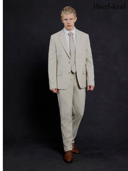 River Island Brown Chrome Slim Fit Check Jacket (H24452) | £45