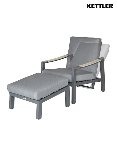 Kettler Grey Elba Relaxer with Footstool and Cushion (H24481) | £558