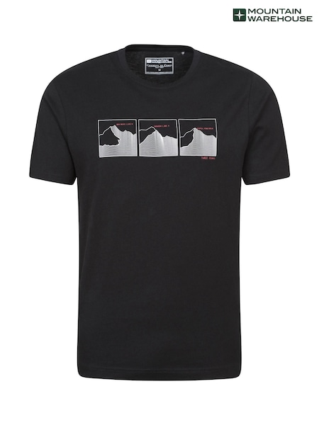 Mountain Warehouse Black Mens 100% Cotton UV T-Shirt 3 Peaks (H24485) | £22