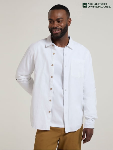 Mountain Warehouse White Mens Coconut Textured Long Sleeved 100% Cotton Shirt (H24497) | £29