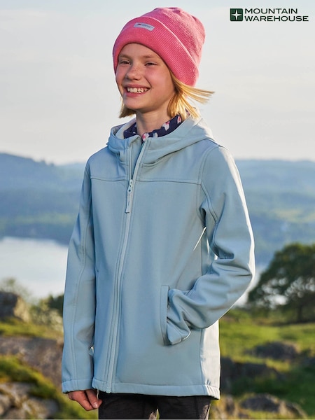 Mountain Warehouse Blue Exodus Kids Water Resistant Softshell Jacket (H24508) | £25