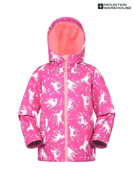 Mountain Warehouse Light Pink Exodus Kids Printed Water-Resistant Softshell Jacket (H24509) | £25