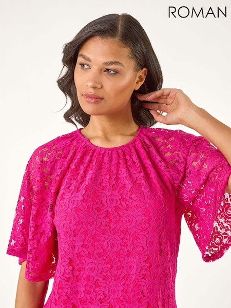 Roman Pink Lace Angel Sleeve Blouse (H24574) | £40