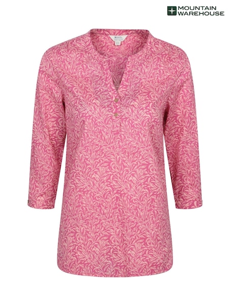 Mountain Warehouse Pink Womens Petra Printed 3/4 Sleeve 100% Cotton Shirt (H24700) | £27