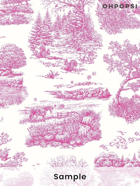 Ohpopsi Magenta Eve Toile Wallpaper Sample (H24742) | £1