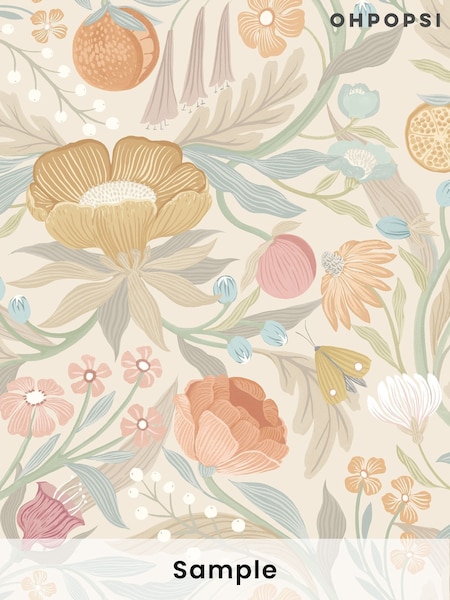 Ohpopsi Chalk Parchment Clementine Wallpaper Sample (H24787) | £1