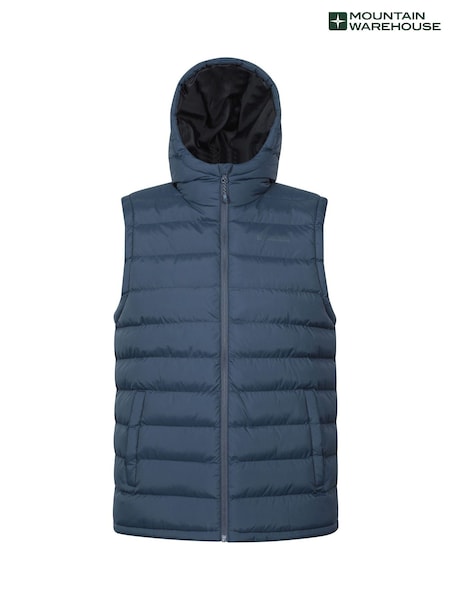 Mountain Warehouse Blue Seasons Mens Water-Resistant Hooded Padded Gilet (H24804) | £48