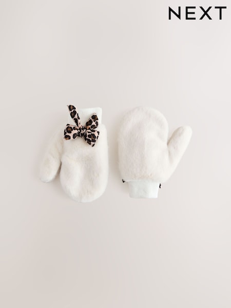 Cream Faux Fur Mittens (H24917) | £16
