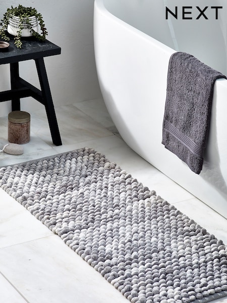 Grey Marl Giant Bobble Runner Bath Mat (H25007) | £20