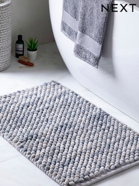 Grey Marl Giant Bobble Bath Mat (H25008) | £16