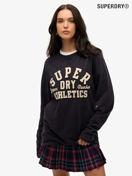 Superdry Blue Oversized Vintage Athletic Long Sleeve 100% Cottton Top (H25089) | £45