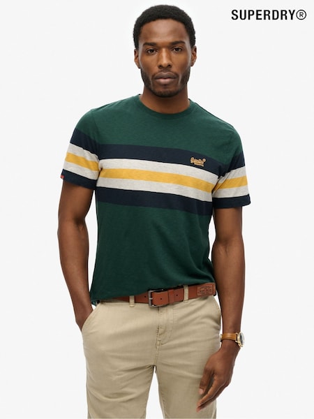 Superdry Green Essentials Stripe 100% Cotton T-Shirt (H25100) | £23