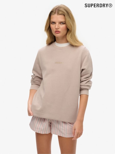Superdry Nude Oversized Micro Logo Crew Sweatshirt (H25103) | £50