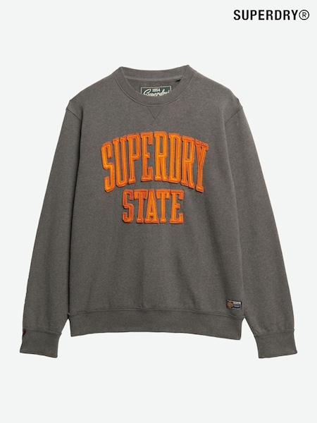 Superdry Grey Oversized Vintage Athletic Crew 100% Cottton Sweatshirt (H25105) | £55
