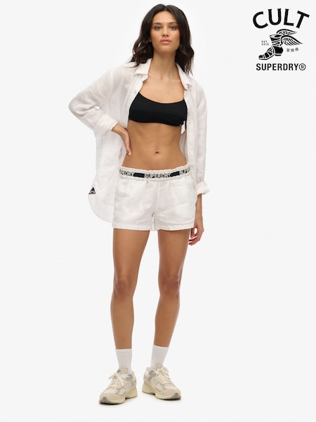Superdry White 100% Linen Shorts (H25107) | £55