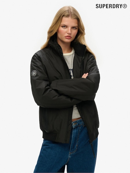 Superdry Black Oversized 100% Cotton City Harrington Jacket (H25136) | £95