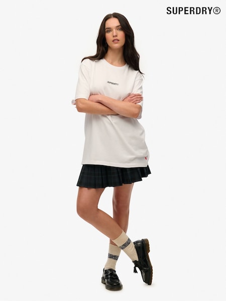 Superdry White Oversized Micro Logo 100% Organic Cotton T-Shirt (H25137) | £27
