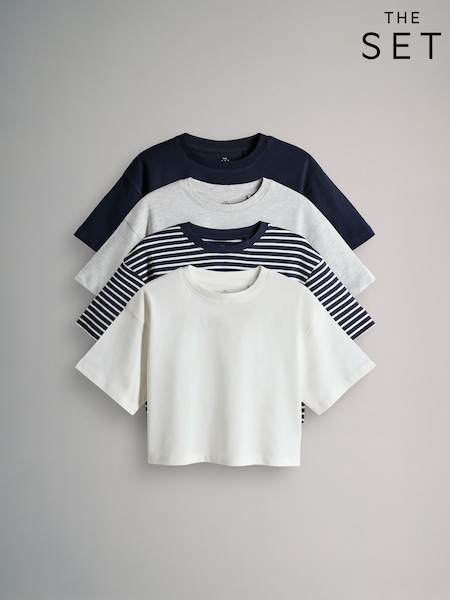 The Set Blue/Grey 4 Pack Heavy Weight Skater T-Shirts (H25179) | £17 - £20