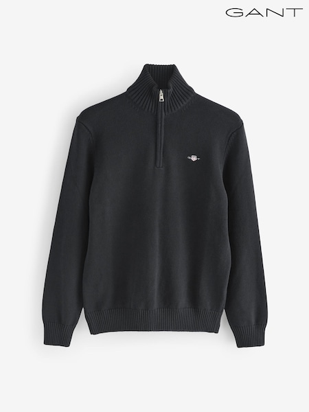 GANT Black 100% Cotton Half Zip Jumper (H25185) | £125