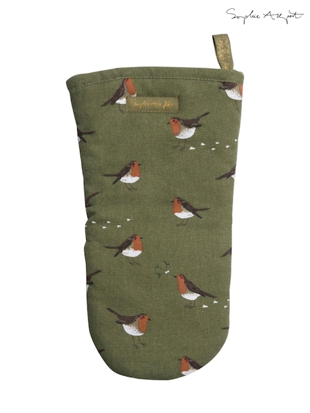 Sophie Allport Forest Green Robin Oven Mittens (H25190) | £19