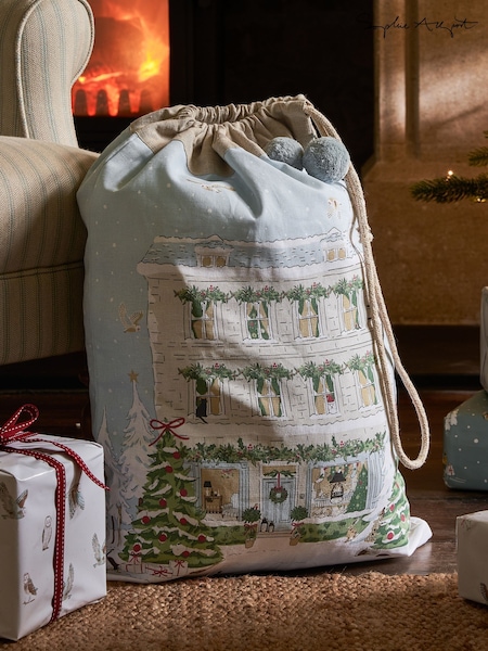 Sophie Allport Pale Blue Christmas House Sack Decoration (H25210) | £26