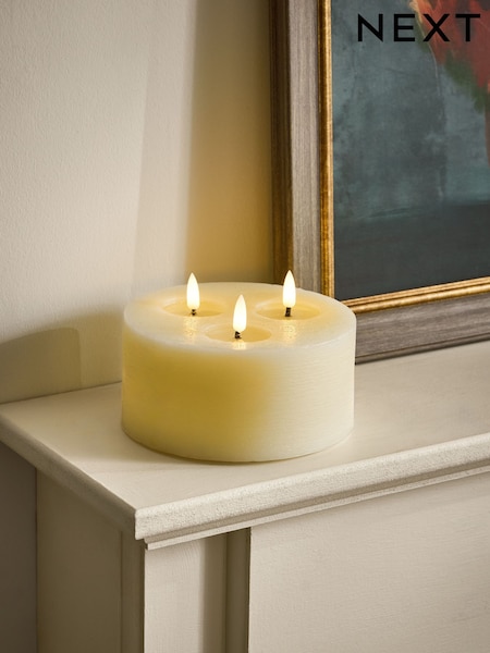 Cream LED 3 Wick Candle (H25238) | £12
