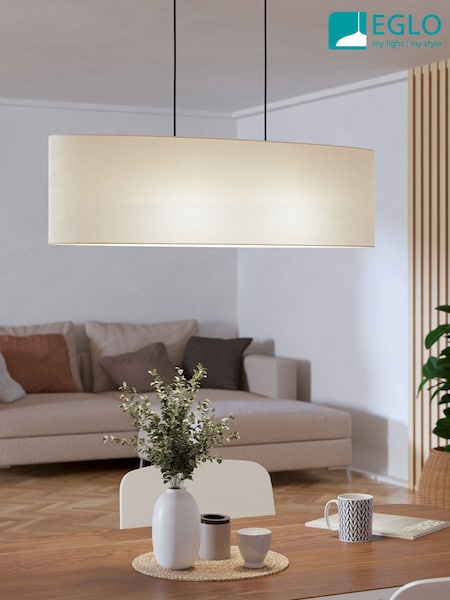 Eglo Black Febres Fabric and Steel Shade Pendant Ceiling Light (H25258) | £128