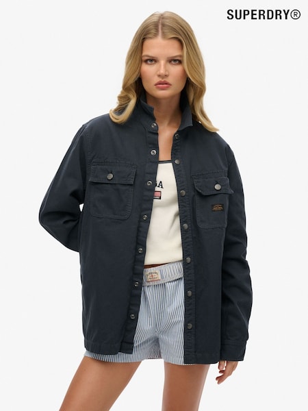Superdry Blue Oversized Canvas Workwear 100% Organic Cotton Jackets (H25340) | £70