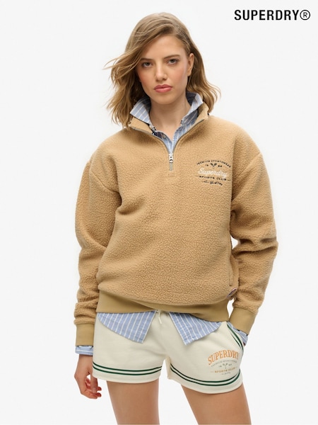 Superdry Nude Country Club Fleece Half Zip Sweat Top (H25343) | £55