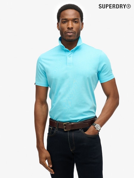Superdry Blue 100% Cottton Essential Jersey Polo Top (H25357) | £35