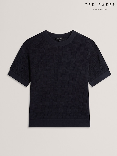 Ted Baker Blue Emeta Touch Of Silk Knitted Crew Neck T-Shirt (H25375) | £129