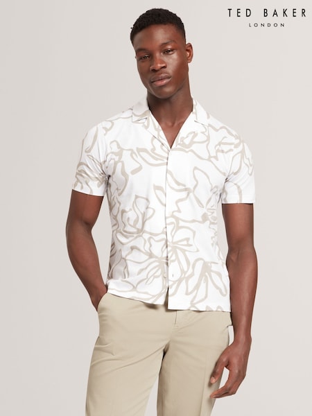 Ted Baker White Claub Floral Print Jersey Shirt (H25377) | £85
