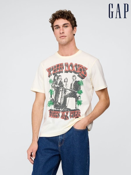 Gap Cream The Doors Short Sleeve Graphic Band T-Shirt (H25500) | £40