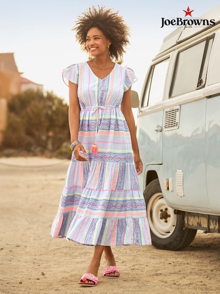 Joe Browns Blue Geo Striped V-Neck Maxi Dress (H25605) | £70